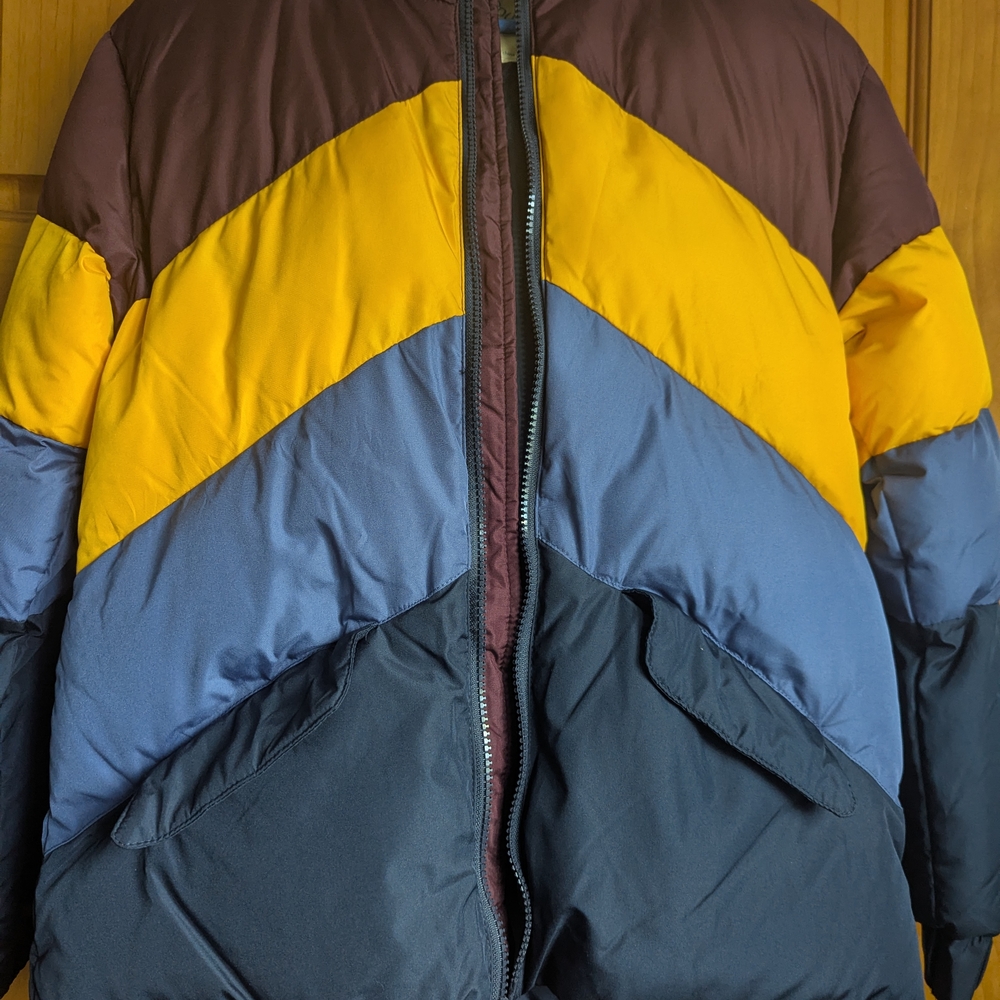 Yellow and Black Puffer Jacket with Chevron Design NEW WITHOUT TAG